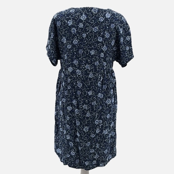 Madewell Button-Front V-Neck Mini Dress in Classic Indigo - Size Small - Picture 5 of 8